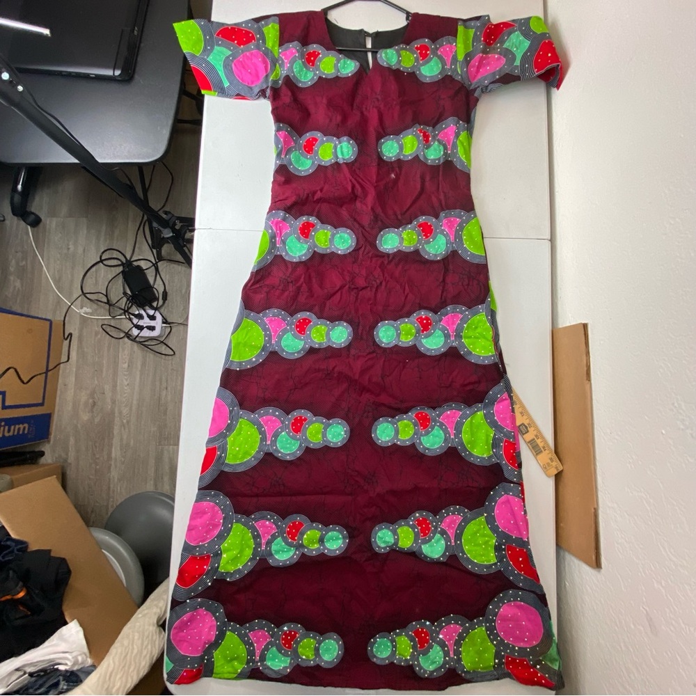 1960s Handmade Americana Cotton Dress w/ Pockets Fit & Flare Mid Century